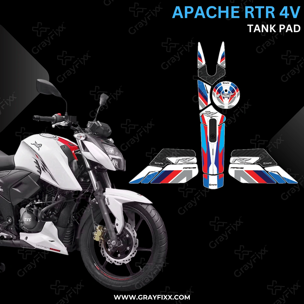 Apache RTR 4V Full Tank Pad with Knee Pad | Full Tank Pad Compatible with Apache RTR 4V, Premium Finish, Waterproof, Pack of 1